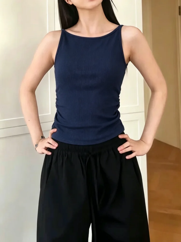 Women's Slim Fit Camisole Tank Top 95 Cotton Summer New Style Big Size Padded Underwear Outerwear Folded Base Shirt