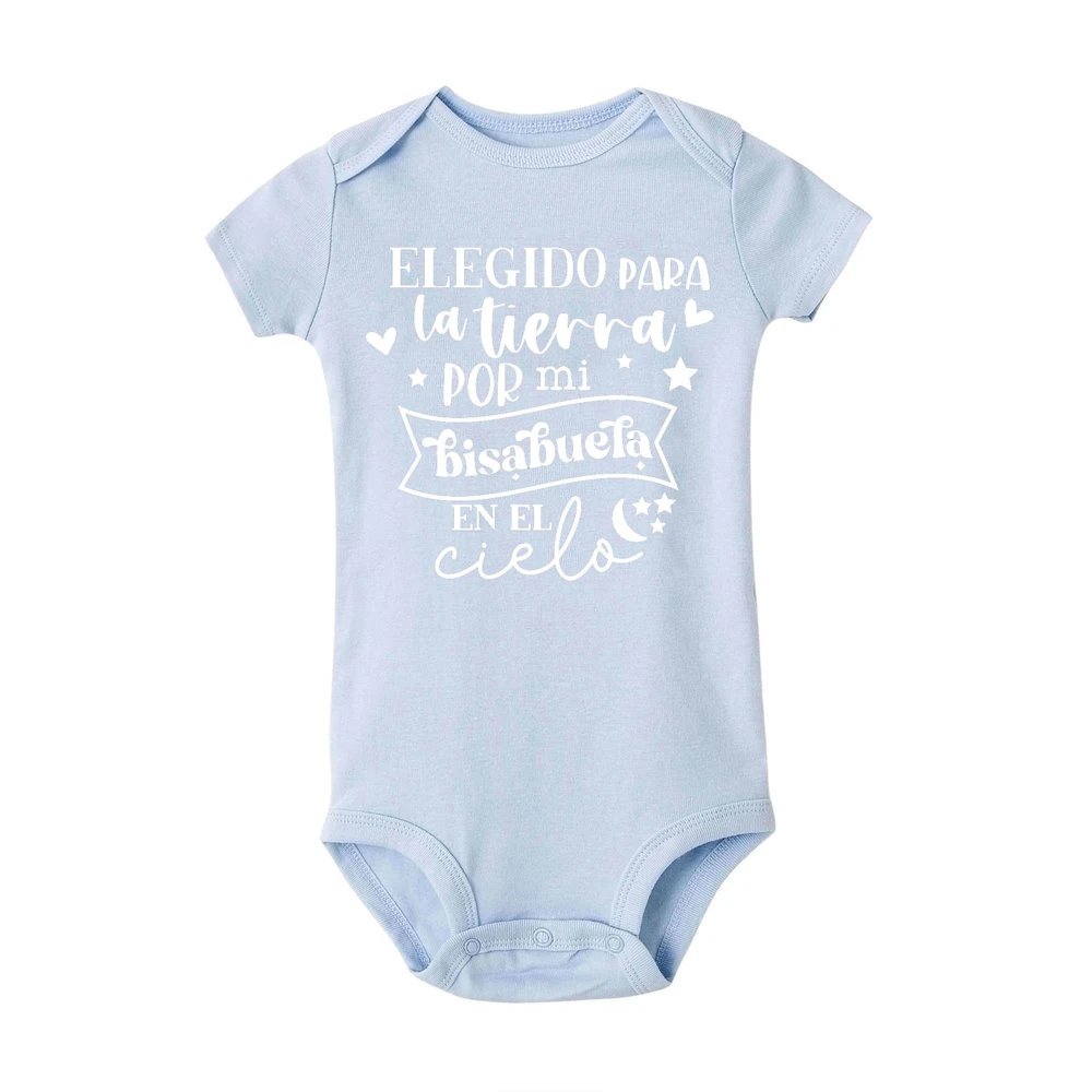 Elegido Para La Tierra Por Mi Bisabuela Cielo Baby Romper Girl Boy Print Jumpsuit Short Sleeve Bodysuit Summer Infant Gifts