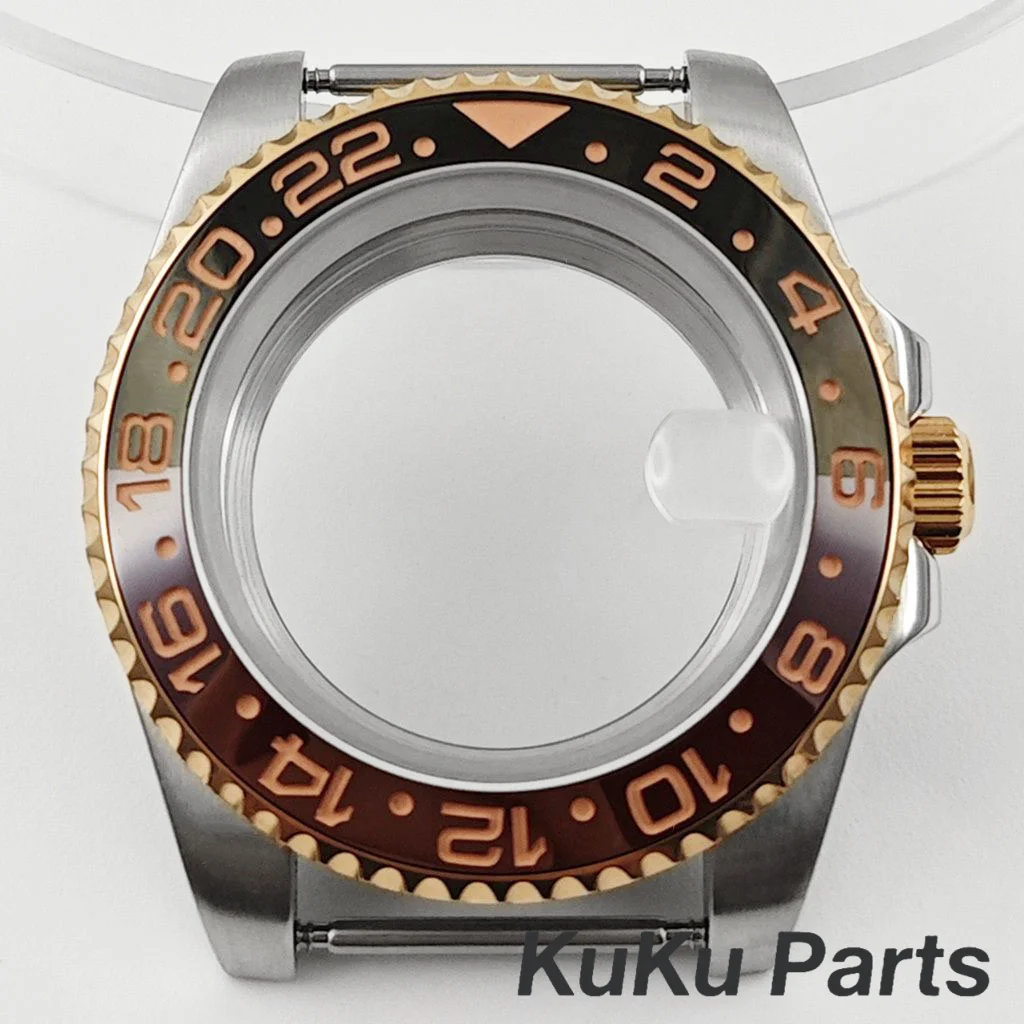 

Plated Rose Gold 40MM NH35 Case Stainless steel Sapphire Glass Waterproof for NH34 NH35 NH36 Movement 28.5mm Dial Sub Watch Case