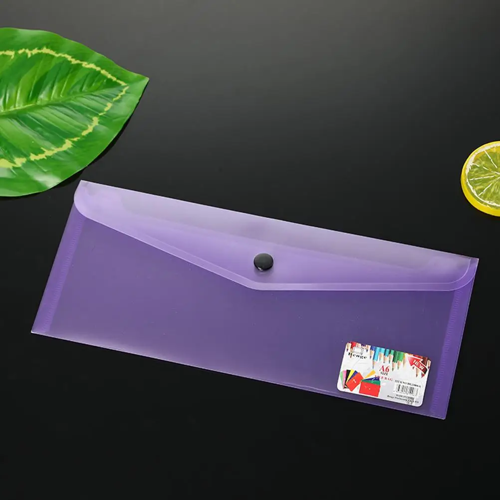 6 個のドキュメントフォルダー色付き封筒ボタンデザインプラスチッククリアポーチ軽量ポータブルストレージバッグファイルアーカイブ用