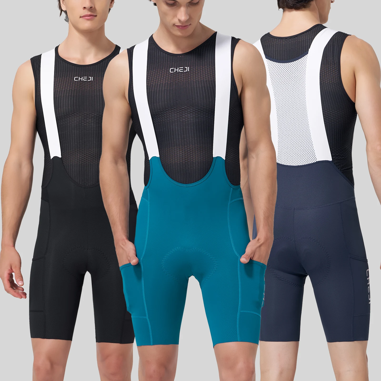 cheji-men's-cycling-bib-shorts-with-2-side-pockets