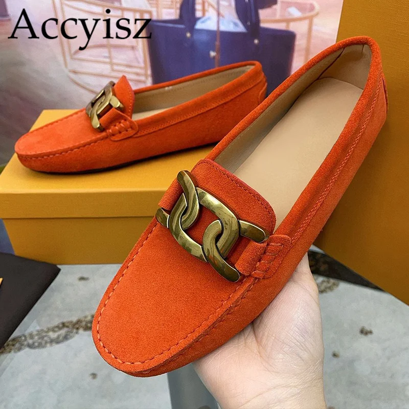 

Spring Autumn Round Toe Metal Buckle Flat Shoes Women's Deep Mouth Lazy Loafers Comfort Casual Shoes Daily Outdoor Walking Shoes