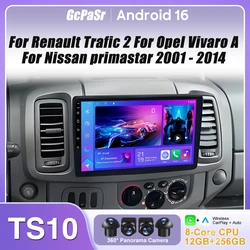 Car Radio Android 16 For Renault Trafic 2 For Opel Vivaro A For Nissan primastar 2001 - 2014 GPS Navigation Carplay Android Auto