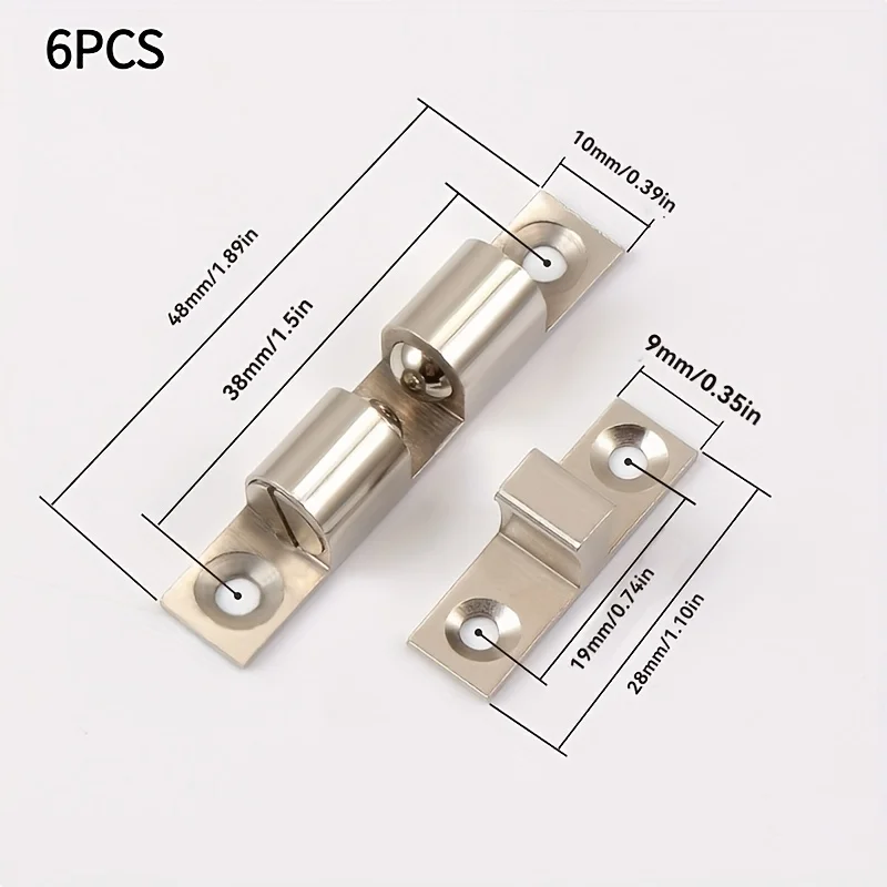 6-Pack Heavy-Duty Door Magnetic Latches with Spring Mechanism for Closet Cabinet Drawer - Invisible Door Lock Closure