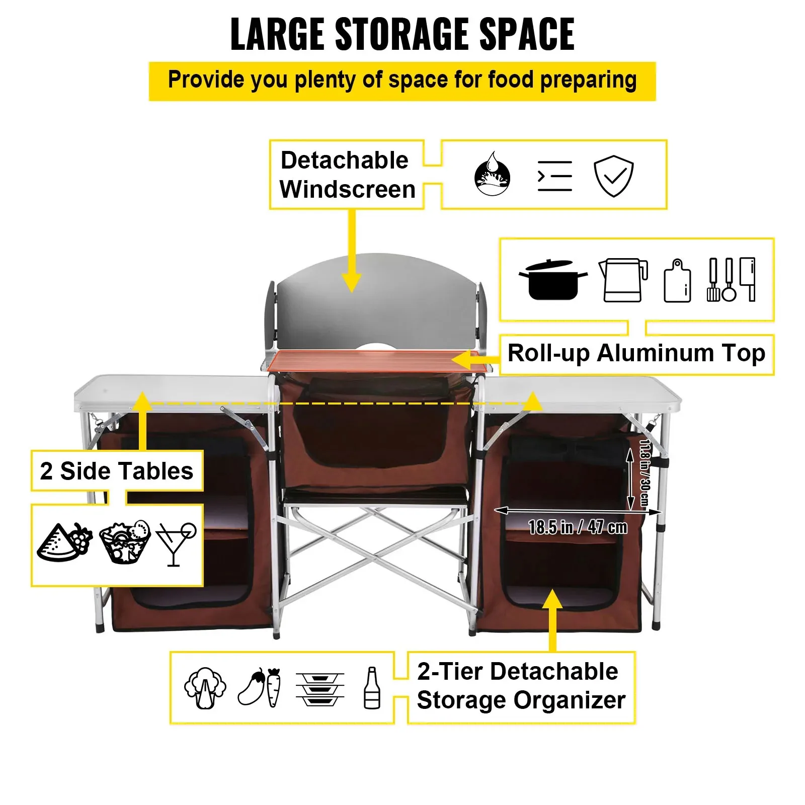 Singwinner Caping Outdoor Kitchen Cinet Foldle Cooking Storage Rack X-Shaped Aluinu Alloy Bracket for BBQ Picnic