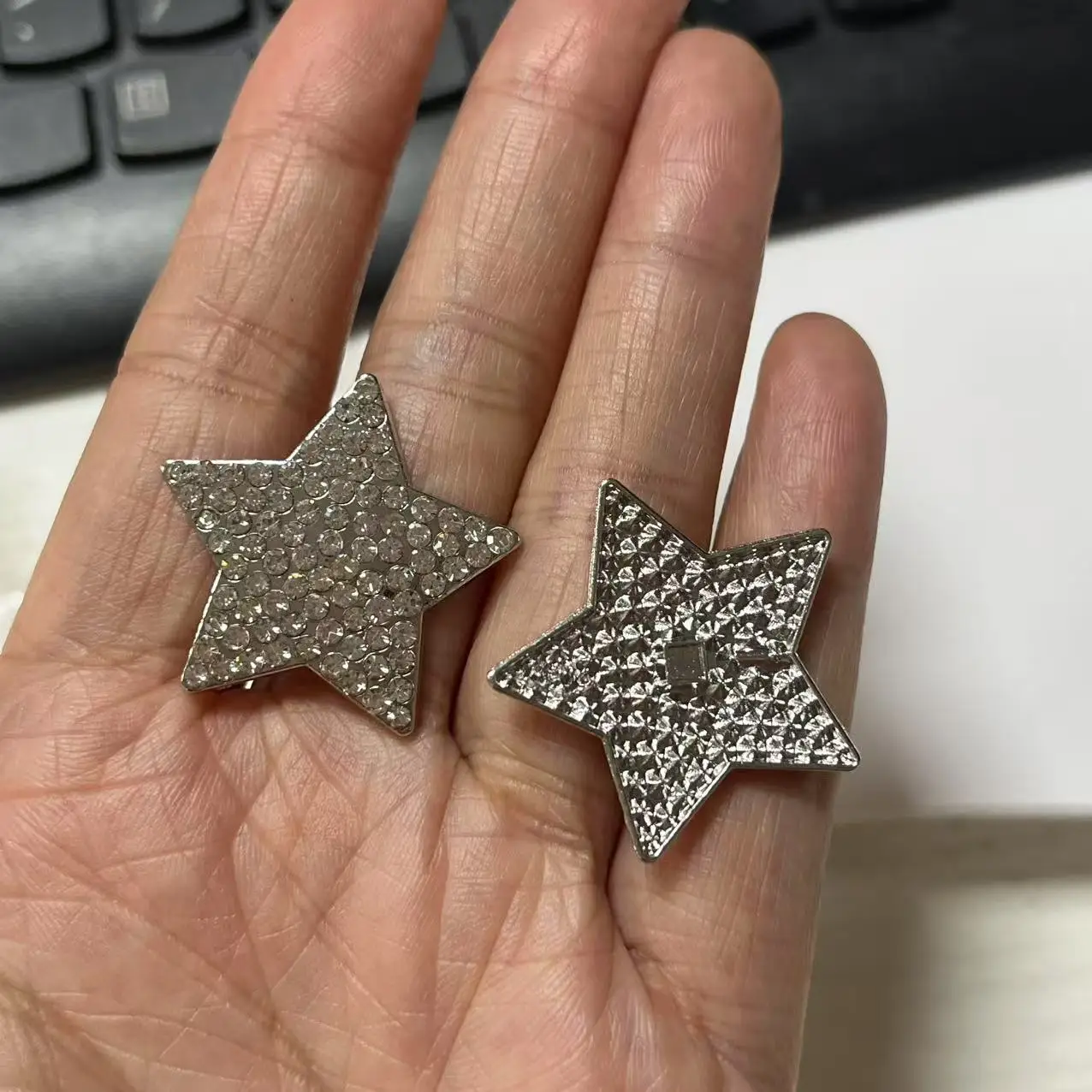 10 Uds. De pentagrama blanco y rosa con diamantes brillantes, estrella hueca, amor, funda de teléfono basura, decoración de Ipadcase, accesorios para manualidades DIY