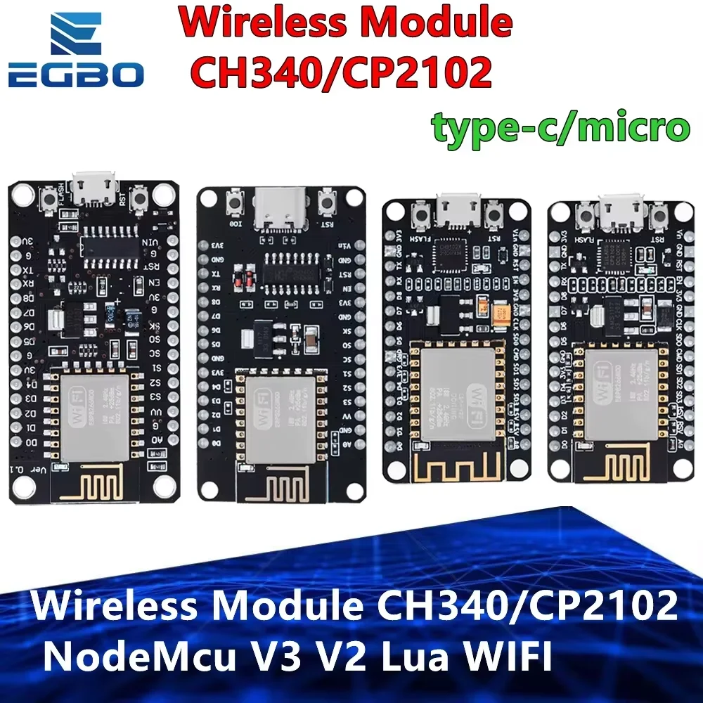 Плата разработки NodeMCU ESP8266 ESP-12E (V3/V2) — модуль IoT WiFi с поддержкой Lua и антенной на печатной плате CH340/CP2102