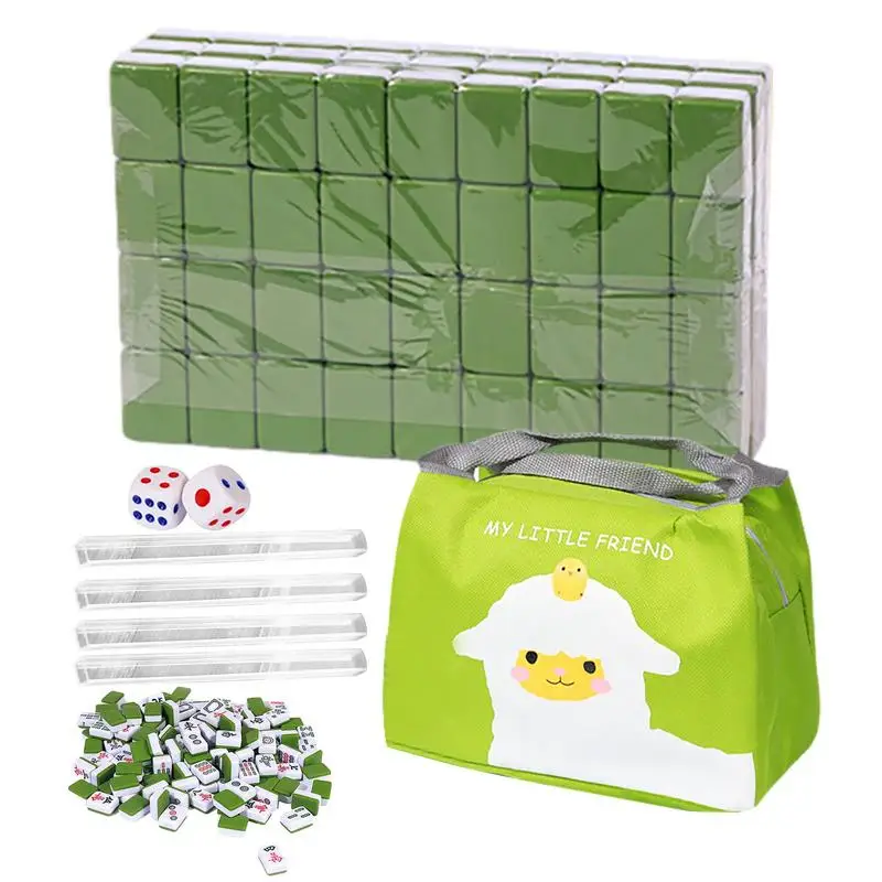 

Chinese Mini Mahjong Travel Mini Mahjong Set 144 Melamine Tiles 1.0in Tile With Portable Travel Handbag Chinese Mahjong Game Set