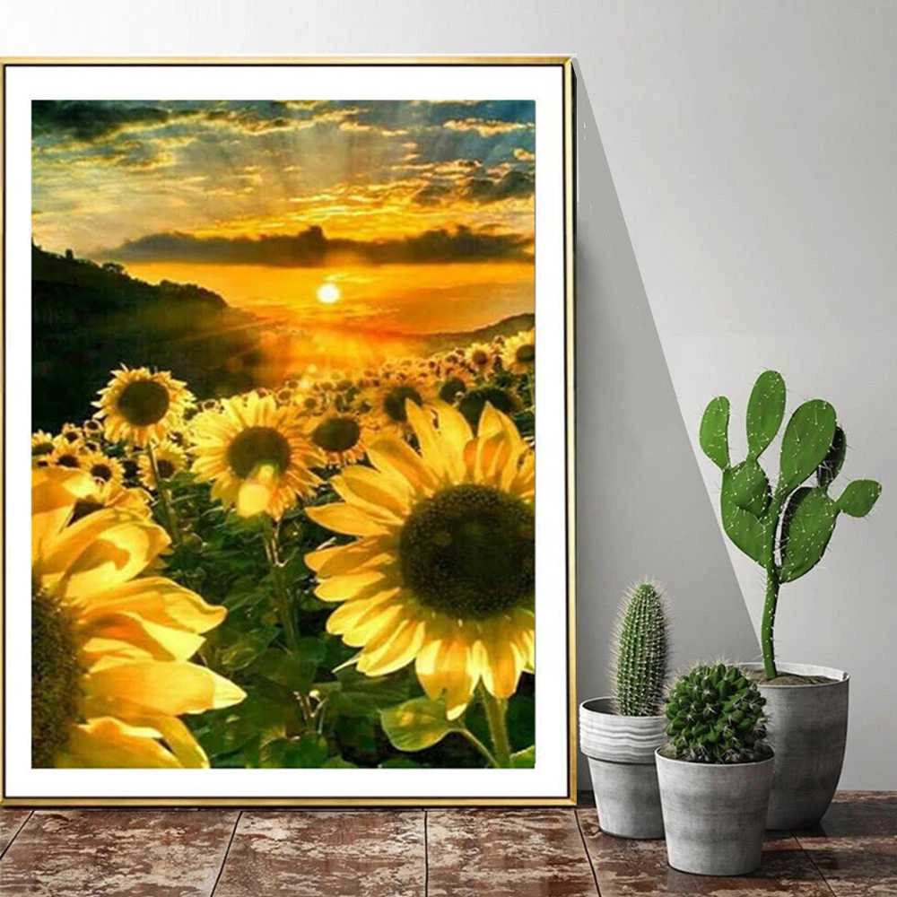 Beauty Sunflowers DIY 5D Diamond Painting Lovely Full Drill Square Embroidery Mosaic Art Picture Of Rhinestones Home Decor Gifts