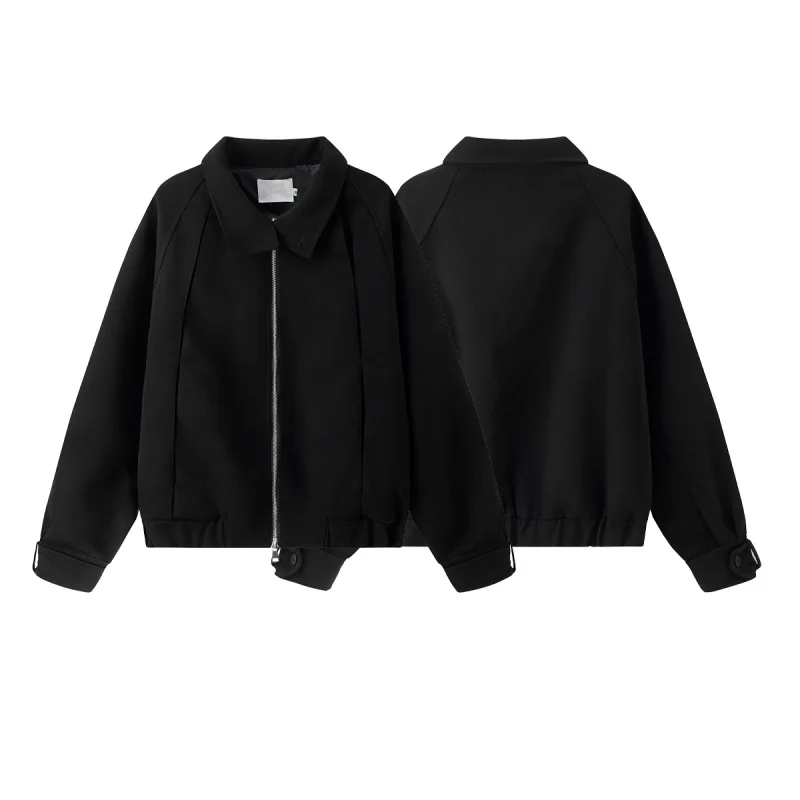 

Women's Minimalist Black Bomber Jacket Business Casual Tops for Woman Fashion Outerwear Streetwear Office Style Women's Clothing