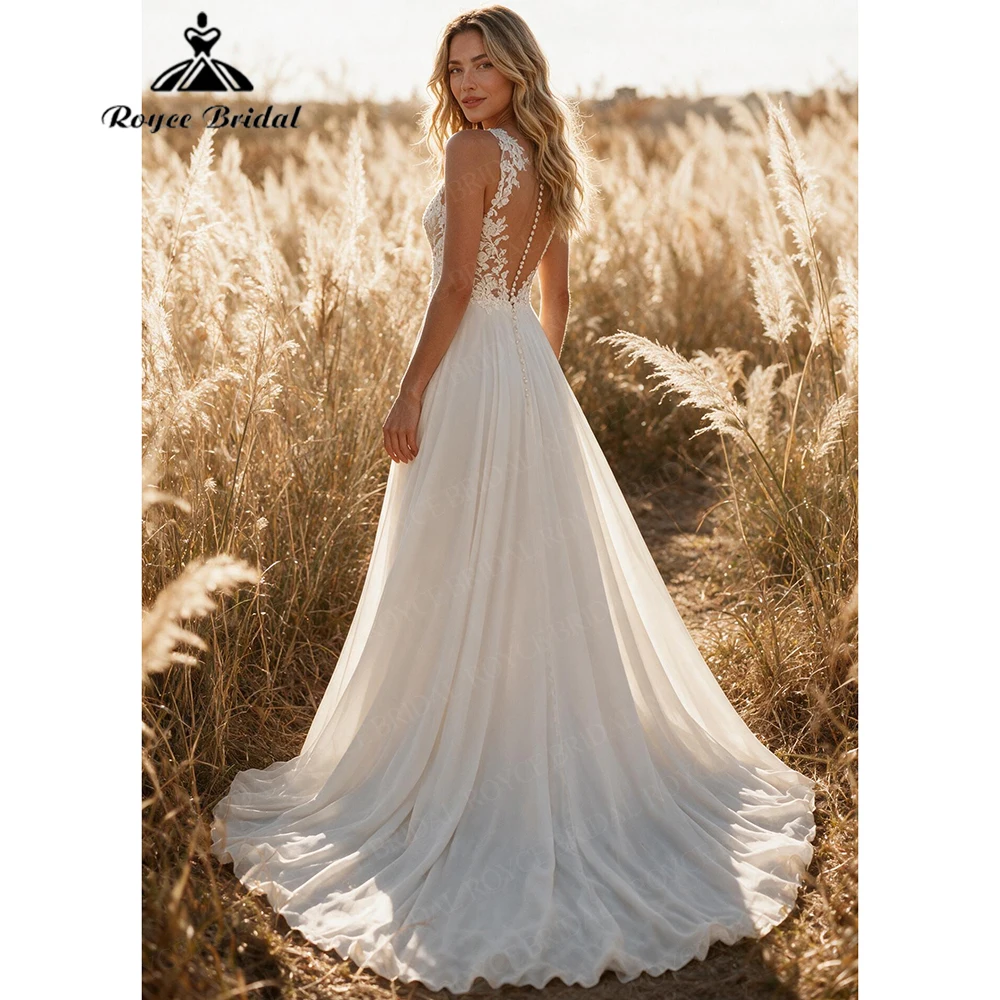 Roycebridal Boho V Neck Elegant A Line Wedding Dresses 2027 Appliques Sexy Beach Bridal Gown Customized Vestido De Novia