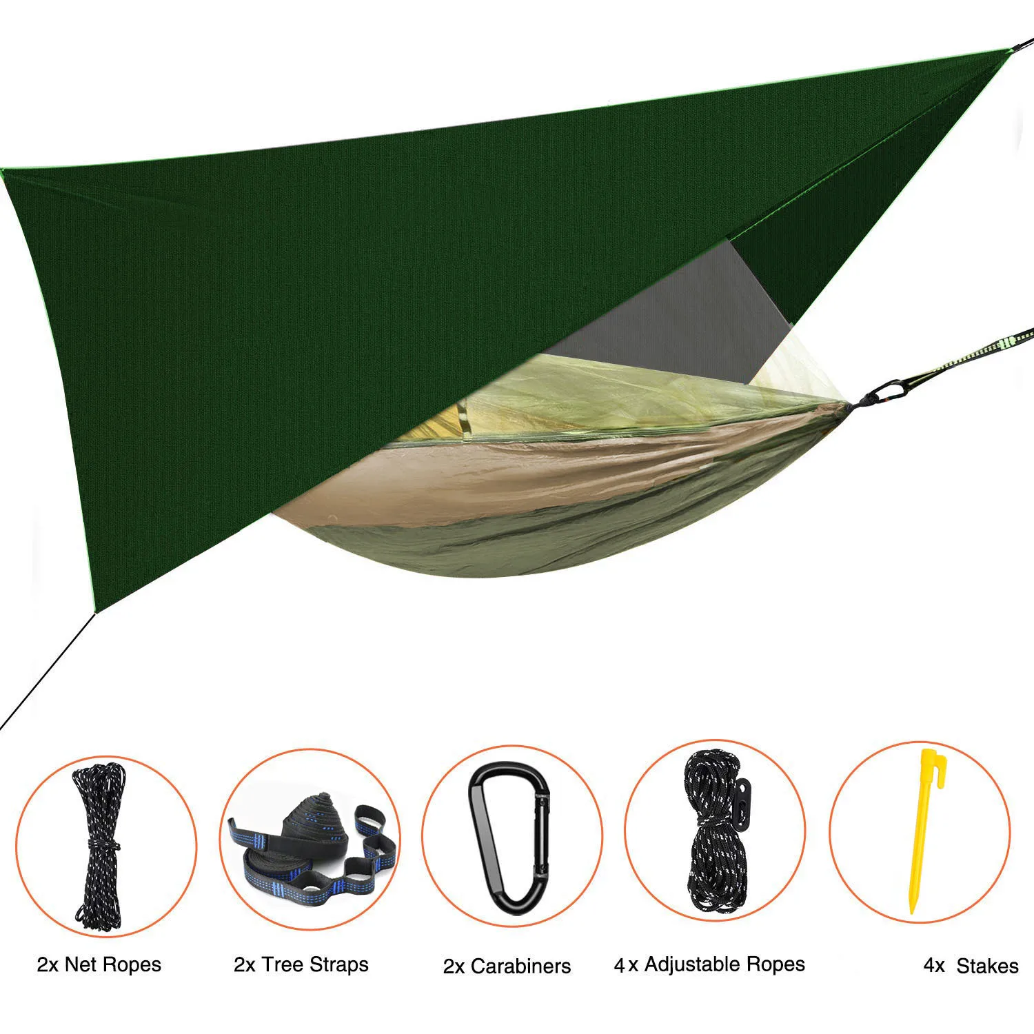 

Outdoor Camping Hammock with Mosquito Net and Sun Shelter, Portable Double Parachute Swing Hammocks Tent Tarp Rain Fly