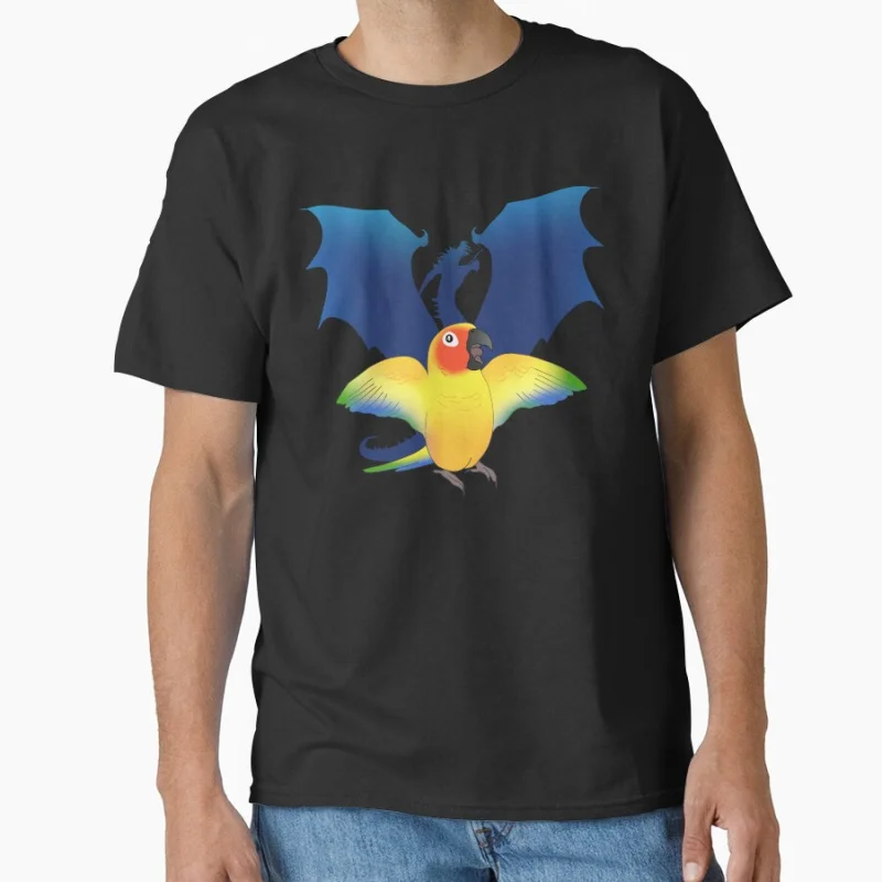 

Cute Dragon Sun Conure 1126 Pet bird Gift T shirt for man Large size Tops Funny parrot Graphic Printed clothes