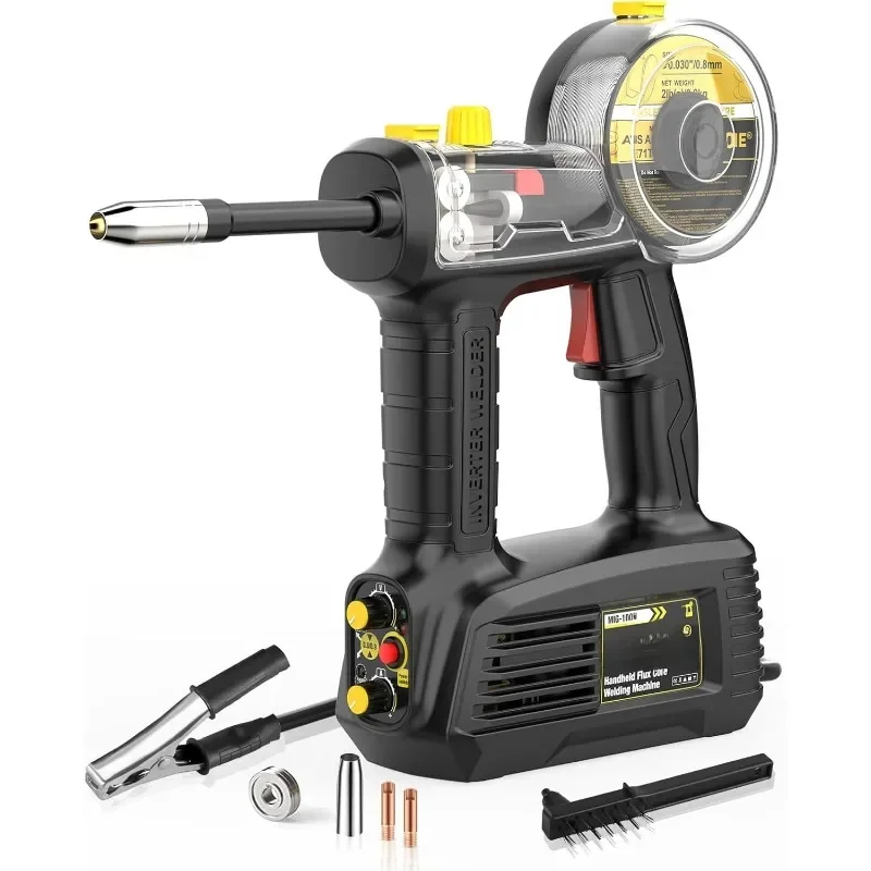 100A Flux Core Portable Welding Machine, Handheld Gasless Inverter Wir，Hand Held MIG Welder Machine 110V