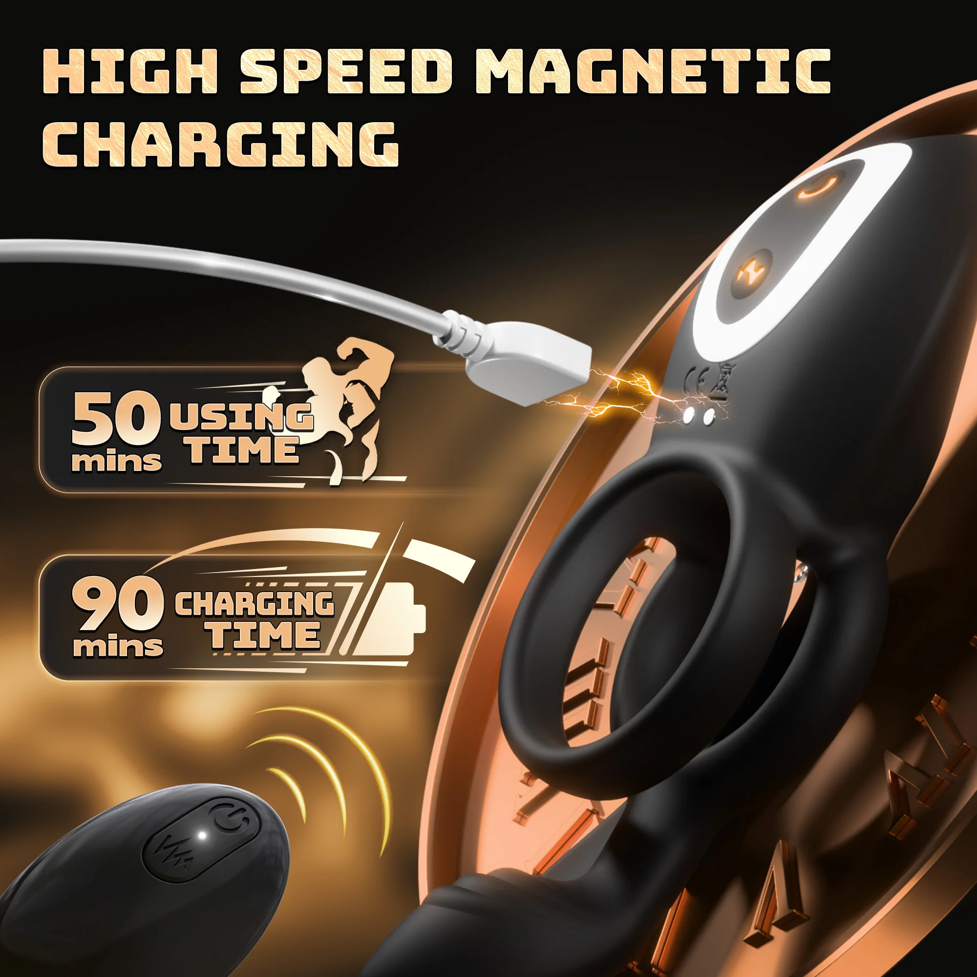 Kushor 4in1 Vibrating Cock Ring Vibrator Penis Ring G Spot Clit Stimulator Men Ejaculation Delay Remote Control Couple Sex Toy
