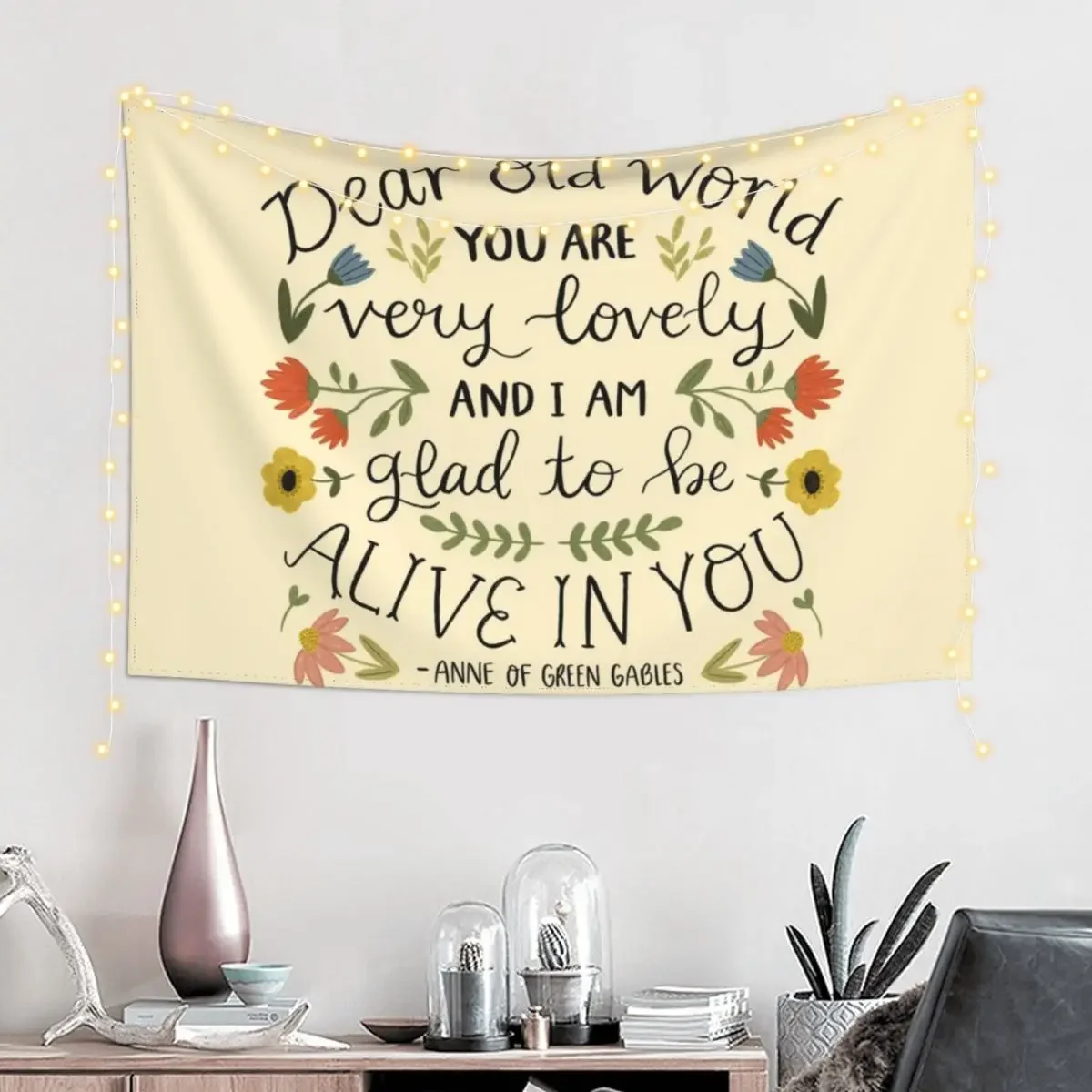 Anne of Green Gables Dear Old World Quote Tapestry Bedrooms Decorations Room Decore Aesthetic Tapestry