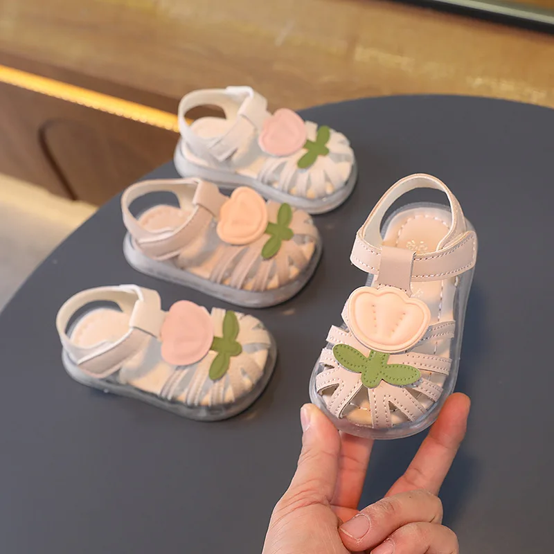 

2024 New Infant Baby Shoes Baby Boy Girl Shoes Toddler Flats Summer Sandal Flower Soft Rubber Sole Anti-Slip Crib Shoes Walker