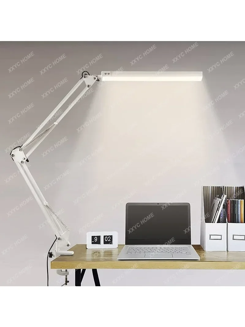 LED Desk Lamp with Clamp, Eye-Care Dimmable Reading Light, 3 Color Modes Swing Arm Lamp, USB Clip-on Table Lamp, Daylight Lamp