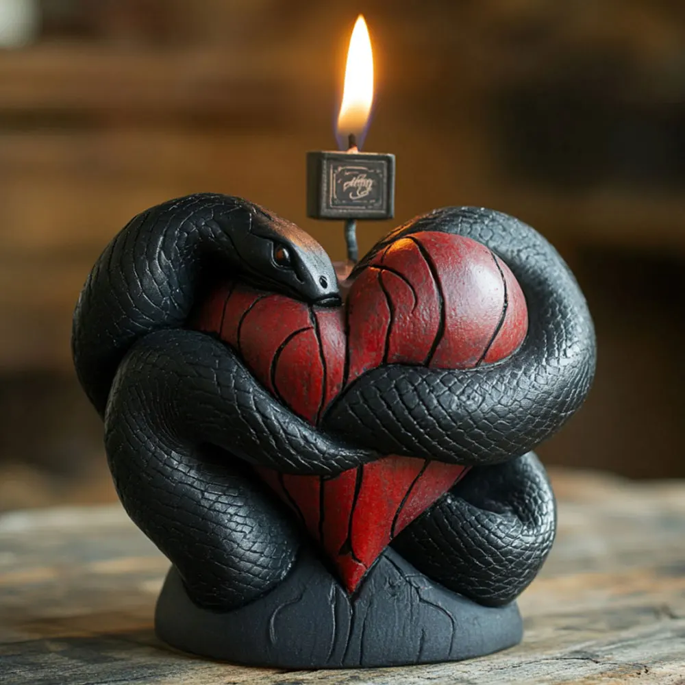 

Силиконовые формы для свечей в виде змеи и сердца, рельефные 3D форма для гипсовой смолы с холодными кровими животных, сделай сам, форма любви, керамический готический тематический декор