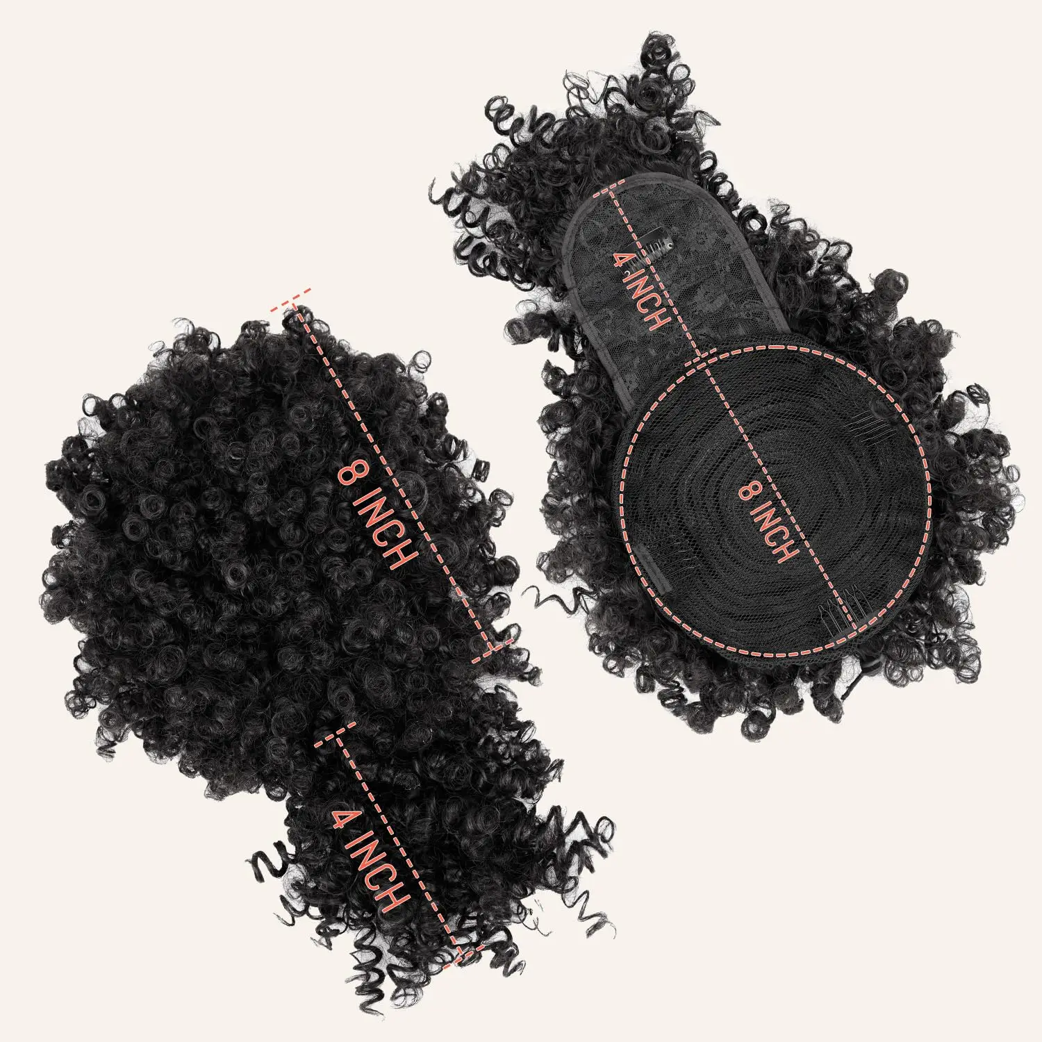 Ekstensi Rambut Afro Puff Drawstring Ponytail dengan Poni, Rambut Pendek Keriting untuk Wanita Kulit Hitam, Jepit Rambut Keriting, Poni untuk Gaya Rambut Updo