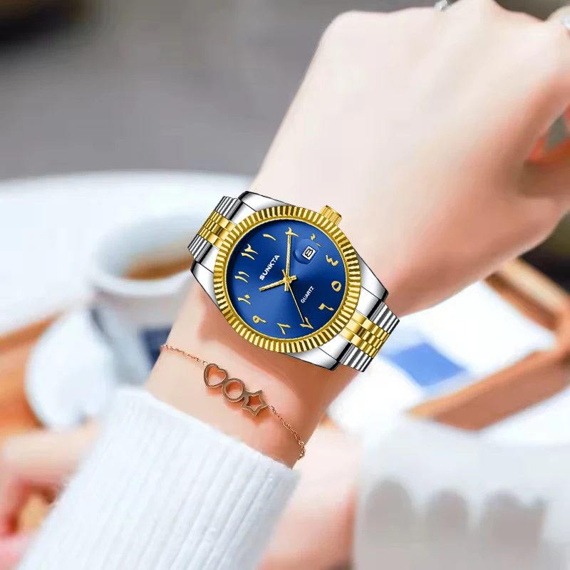 SUNKTA العلامة التجارية الفاخرة المرأة كوارتز ساعة اليد بسيطة أنيقة الأرقام العربية مقاوم للماء ساعة مضيئة للنساء Reloj Mujer #5