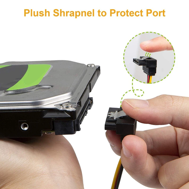 A23F-SATA Power Cable, 2-Pack 8-Inch SATA 15 Pin Male To 2XSATA 15 Pin Down Angle Female Power Splitter Cable