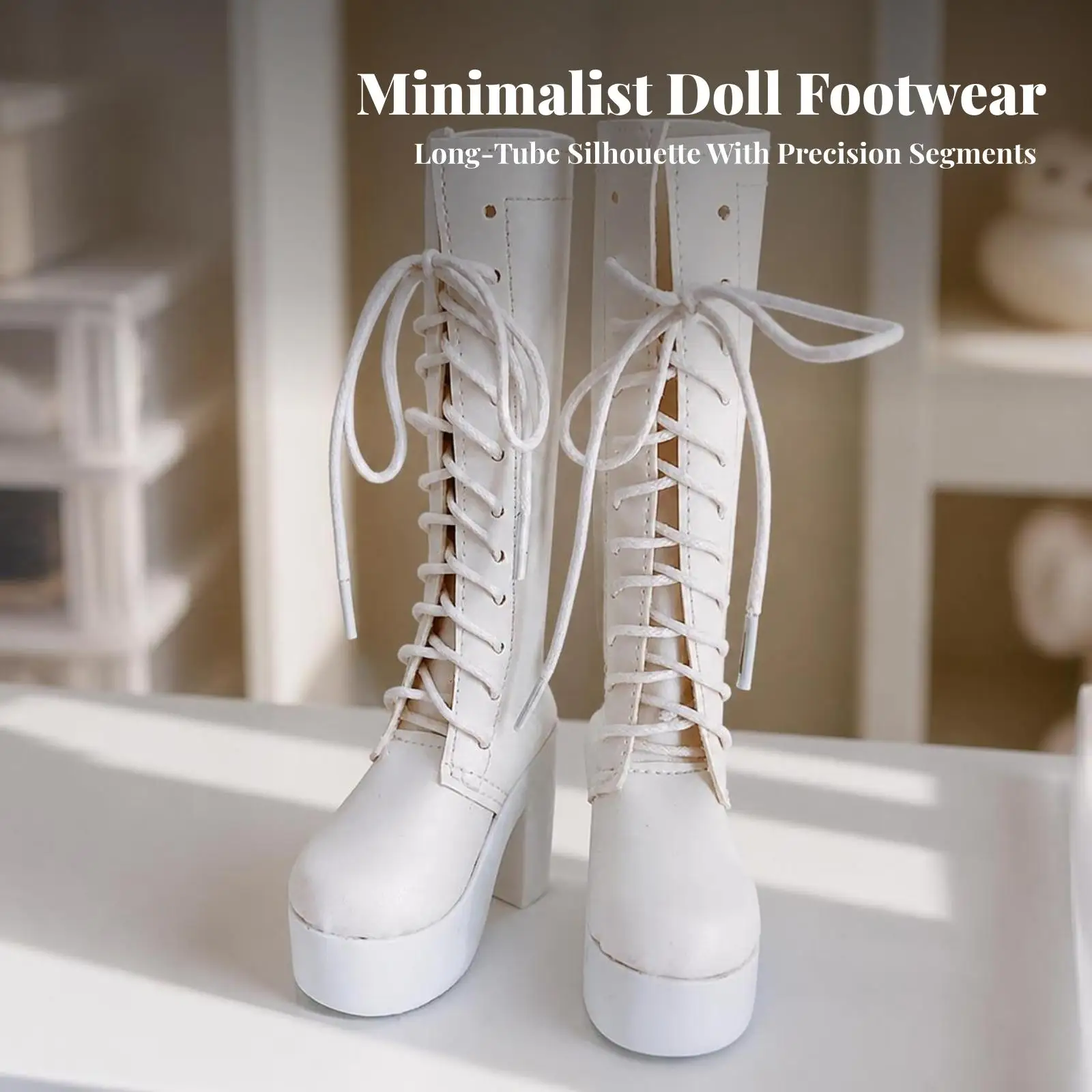 Miniature Doll Boots Block Heel Platform Shoes PVC Material for 60cm Figure Styling Dress Up