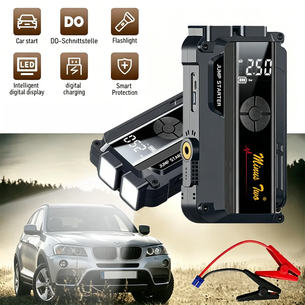 Car Jump Starter Portable Power Supply Multifunctional Tire Inflator With LED Light