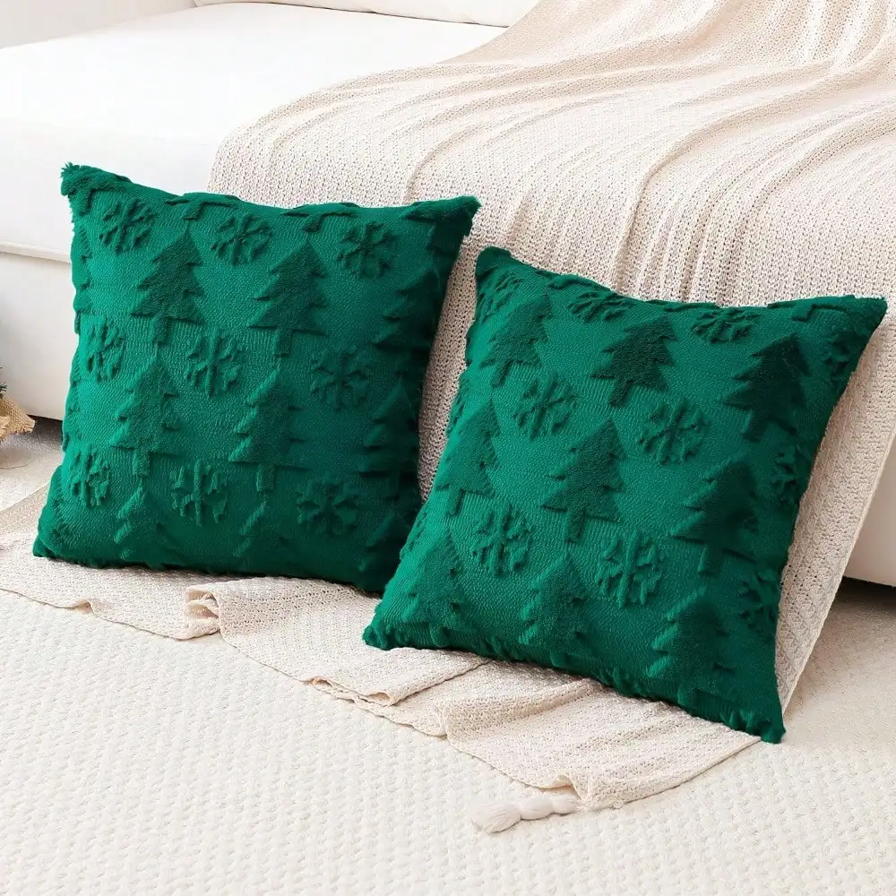 2-pack 18x18 jacquard sneeuwvlok kerstboom kussenslopen