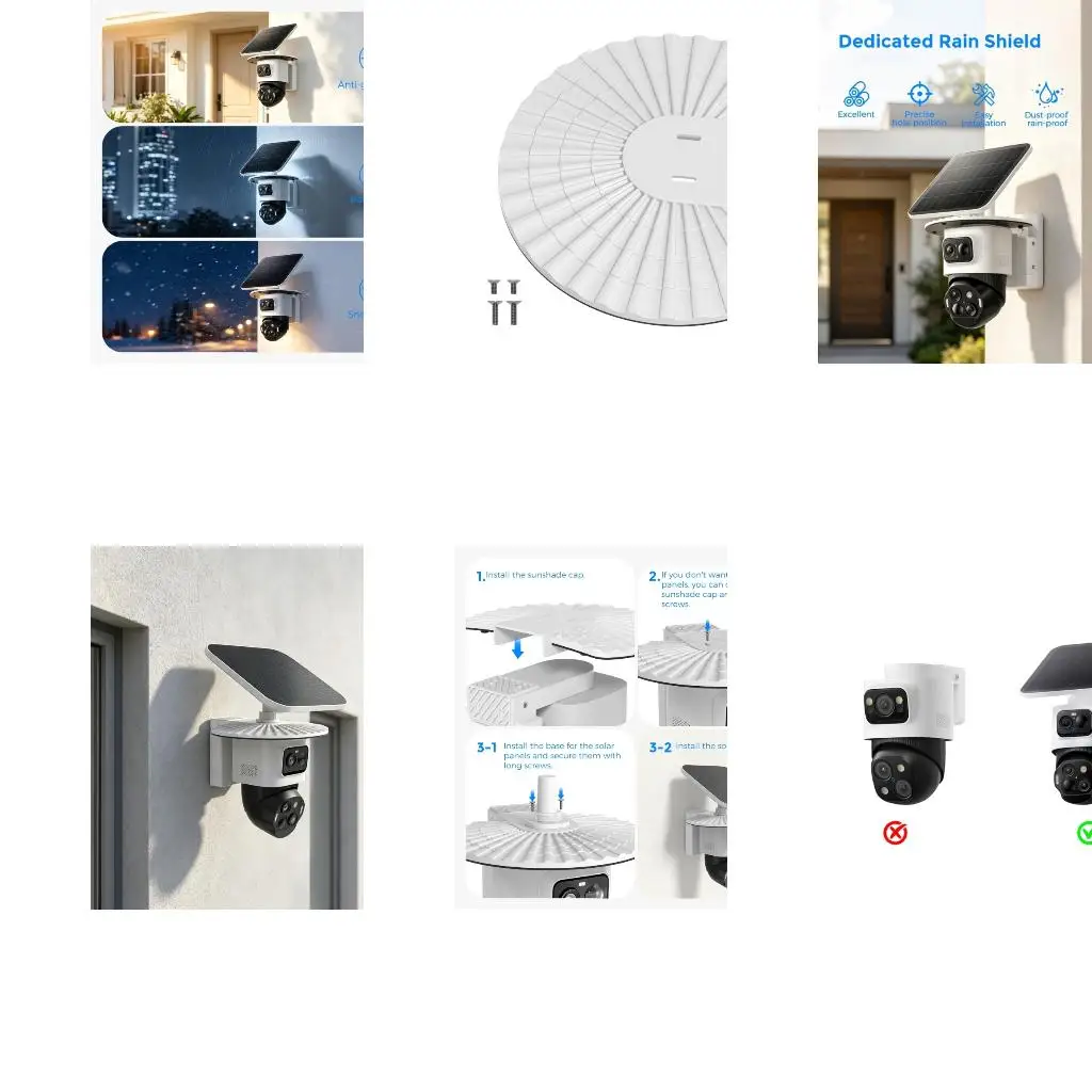 Security Camera Rain Cover for Exterior Use, ABS Camera Cover with Screw Rear Plate, and Yard Walkway Viewing Coverage Daily