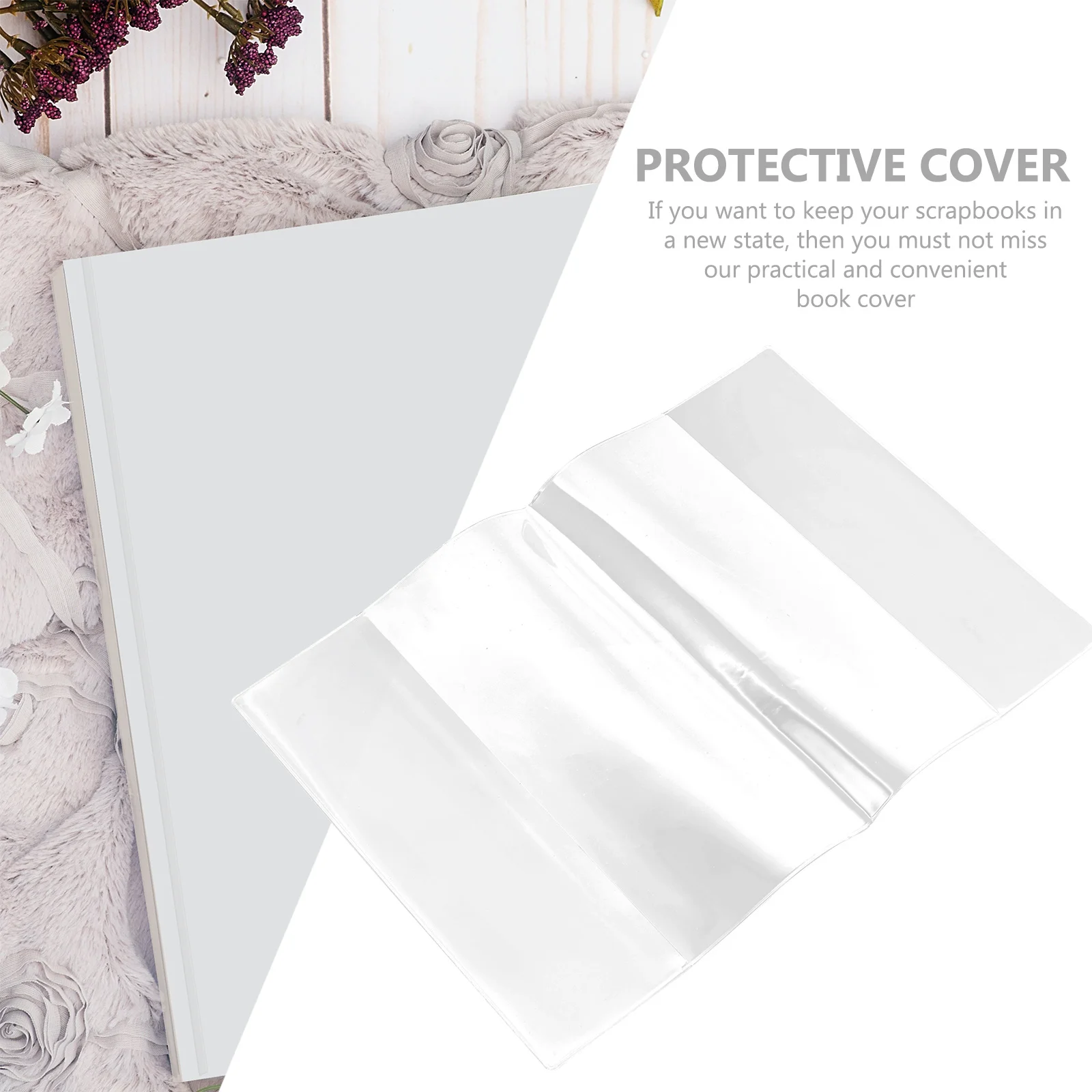 2Pcs PVC Protection Cover A5 Size Clear Book Film for Scrapbook Notebook Waterproof Dustproof Transparent Cover for Students