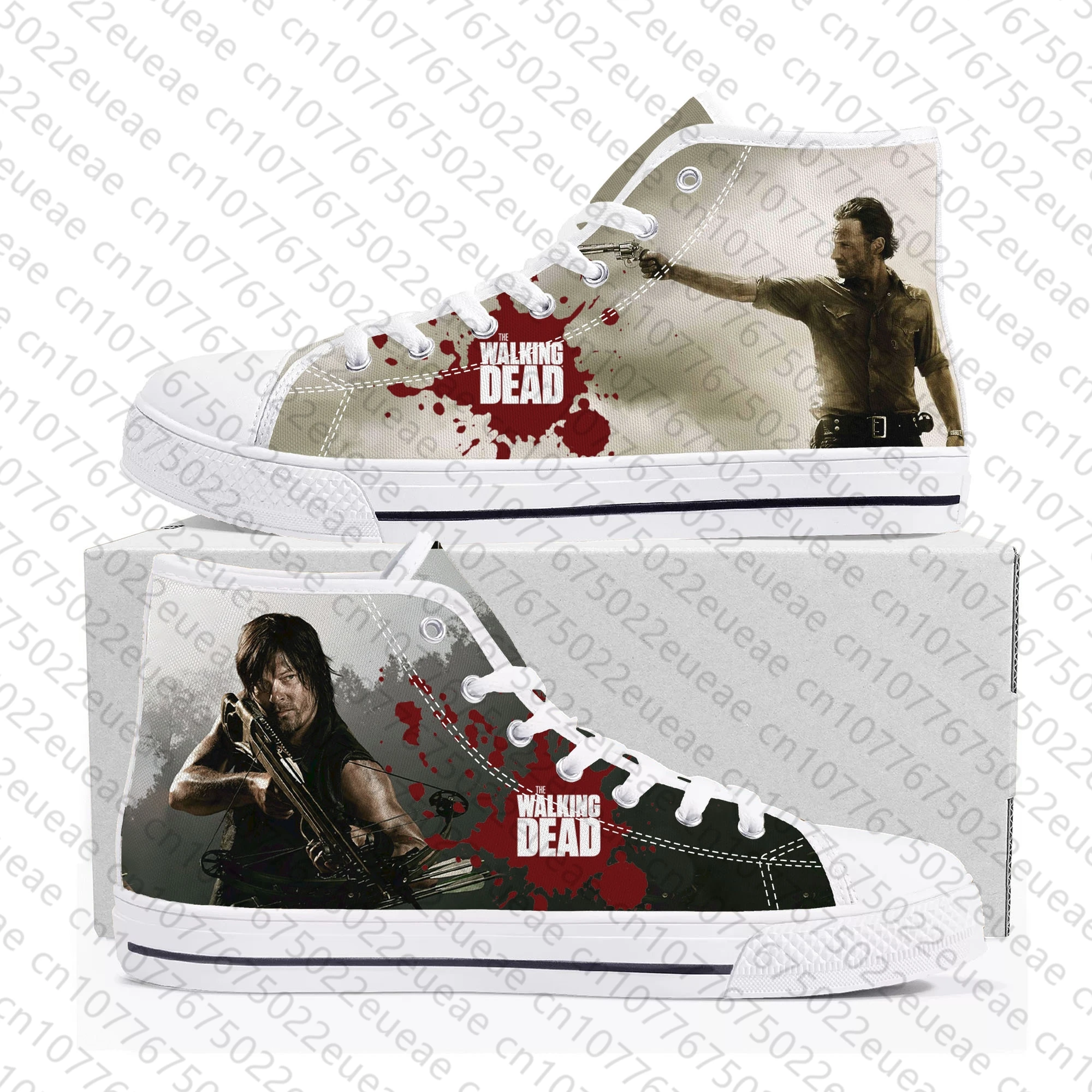 The Walking Dead Horror High Top Sneakers para homens e mulheres, calçados personalizados casuais, tênis de lona para adolescente, sapato personalizado, alta qualidade