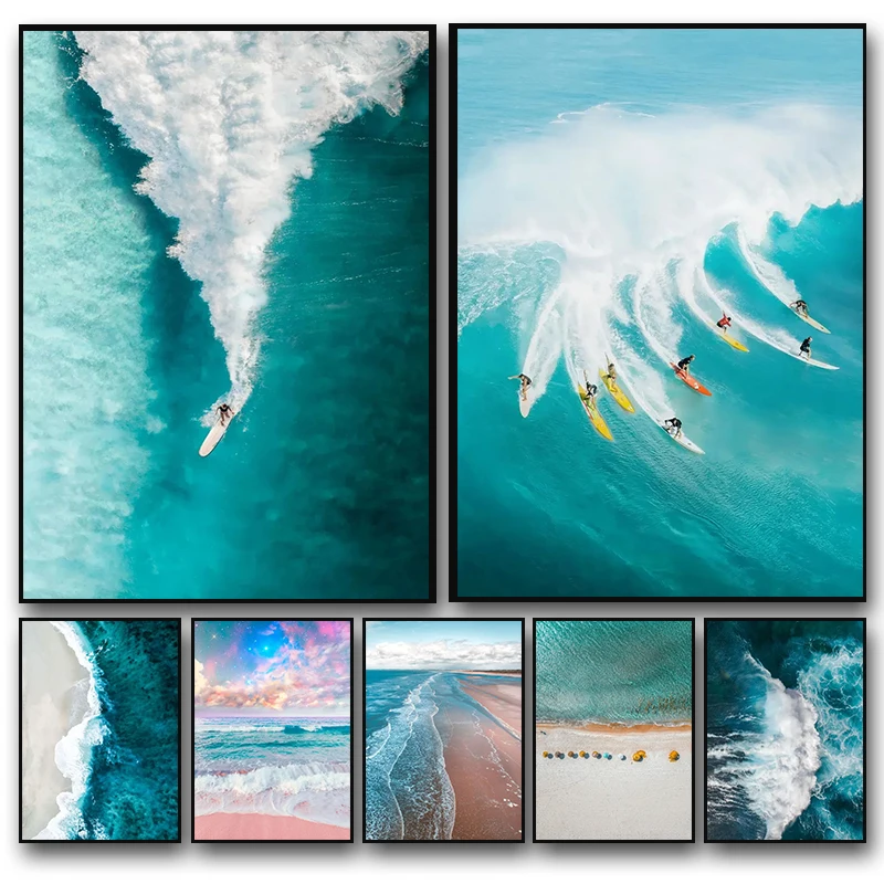 2026 Beach Seascape Canvas Painting Modern Simple Ocean Landscape Poster Prints Wall Art Pictures for Living Room Home Decor