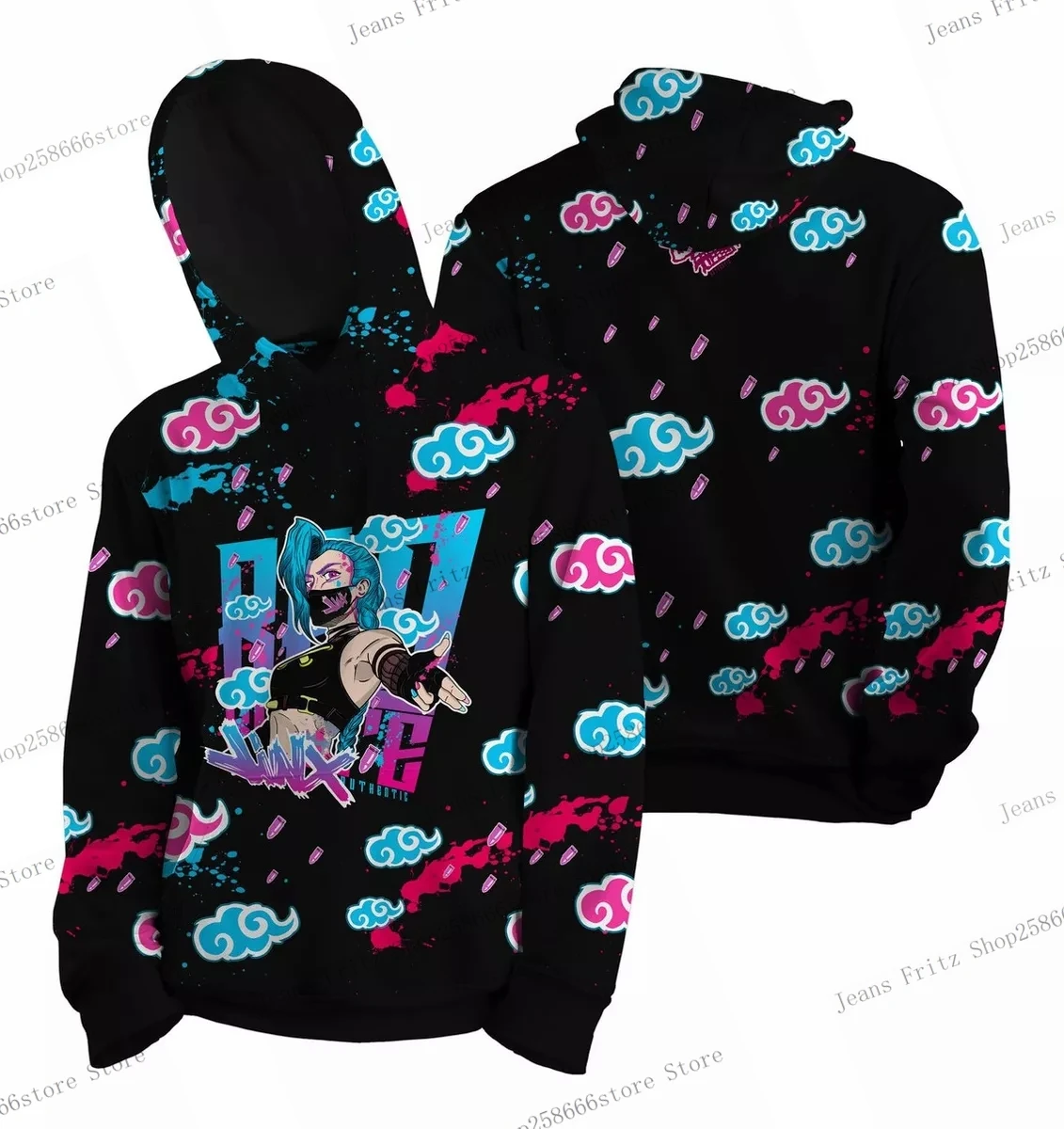 Popular Anime Arcane League Jinx Hoodies 3D Printing Men/Women Cartoon Tracksuit Sweatshirt Long Sleeve Pullover Man Hoodie