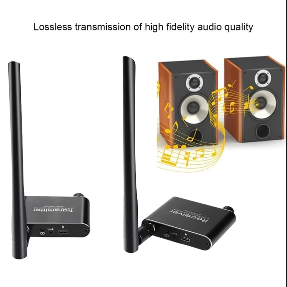 Transmissor e receptor de música de áudio sem fio AC56-50M 2.4G com adaptador de áudio sem fio R/L RCA de 3,5 mm para DVD TV computador CD