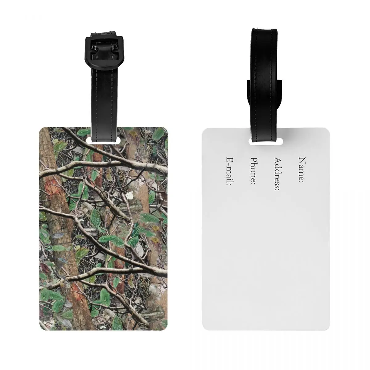 Custom Hunting Camo Tree Camouflage Pattern Luggage Tag Travel Bag Suitcase Privacy Cover ID Label