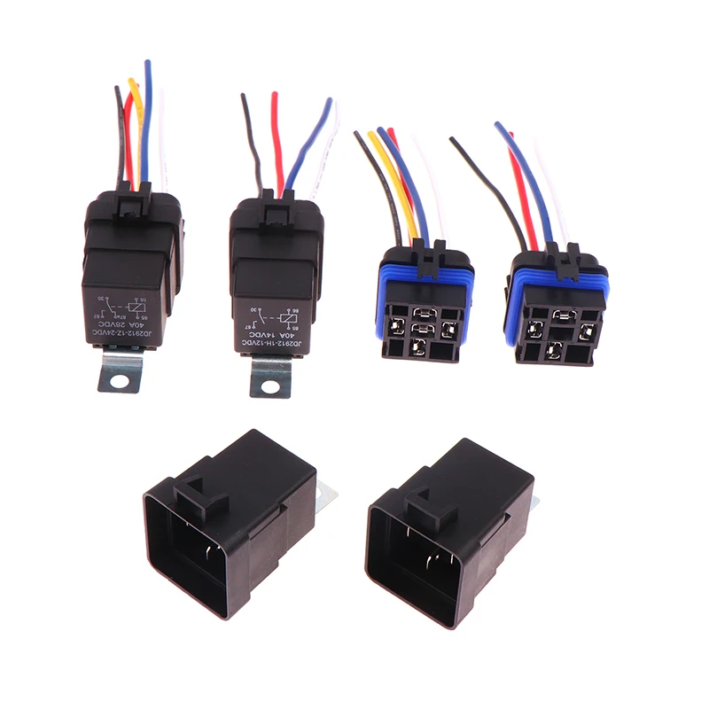 1 Set Car Relay With Socket DC 12/24V 40A 4/5Pin AMP Waterproof Relay Harness Tinned Copper Wires 5-PIN SPDT For Boat Auto Fan