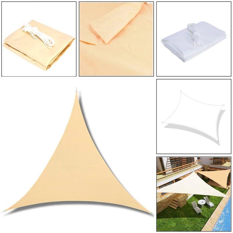 

Waterproof Sunshade Sail White/Beige Polyester Shading Cloth Garden Outdoor Awning Rainproof Cloth Swimming Pool Cover Sunblock