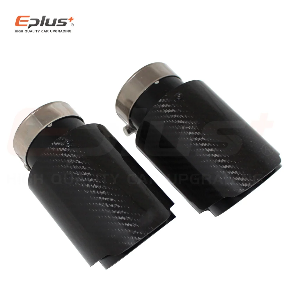 Car Carbon Fibre Glossy Exhaust System Muffler Pipe Tip Straight Universal Black Stainless Mufflers Decorations For Akrapovic