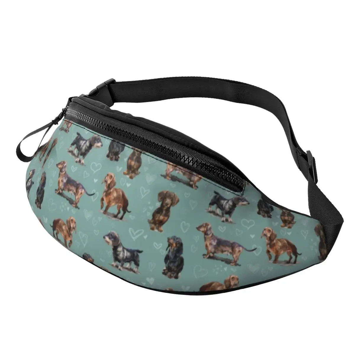 

The Dachshund Fanny Pack Men Women Custom Badger Sausage Wiener Dogs Crossbody Waist Bag for Cycling Camping Phone Money Pouch