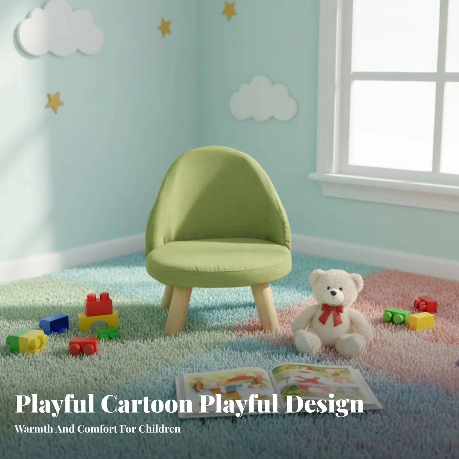 cartoon-creature-chair-rounded-corners-children's-furniture-sturdy-construction-non-slip-feet-for-preschoolers-entryway