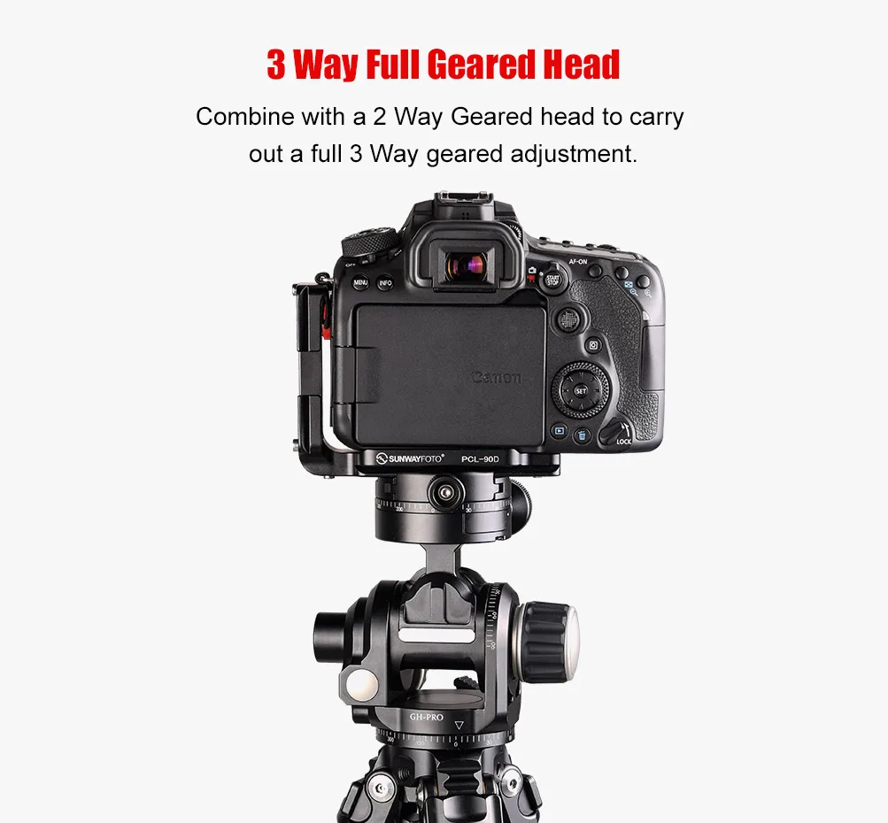 SUNWAYFOTO GC-01 Geared Clamp for GH-PRO II with Arca QR Quick Release Plate for Tripod head for DSLR Camera