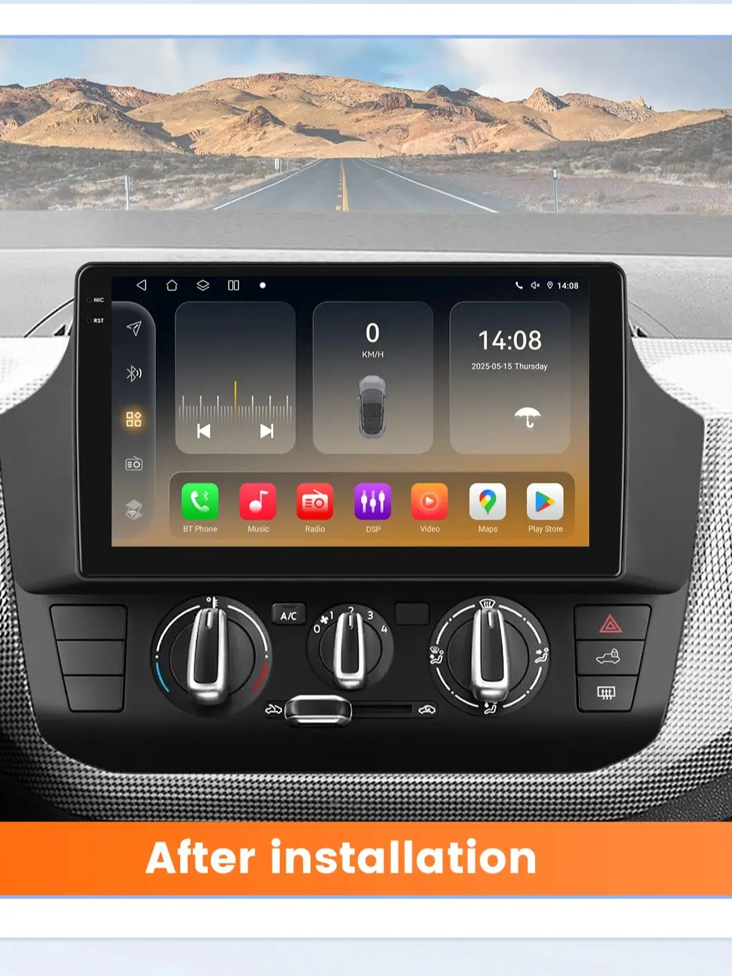 CarPlay Android Auto autoradio voor Volkswagen UP 2017 - 2023 handmatige airco GPS intelligente systemen stereo multimedia autoradio 6115 - afbeelding 2