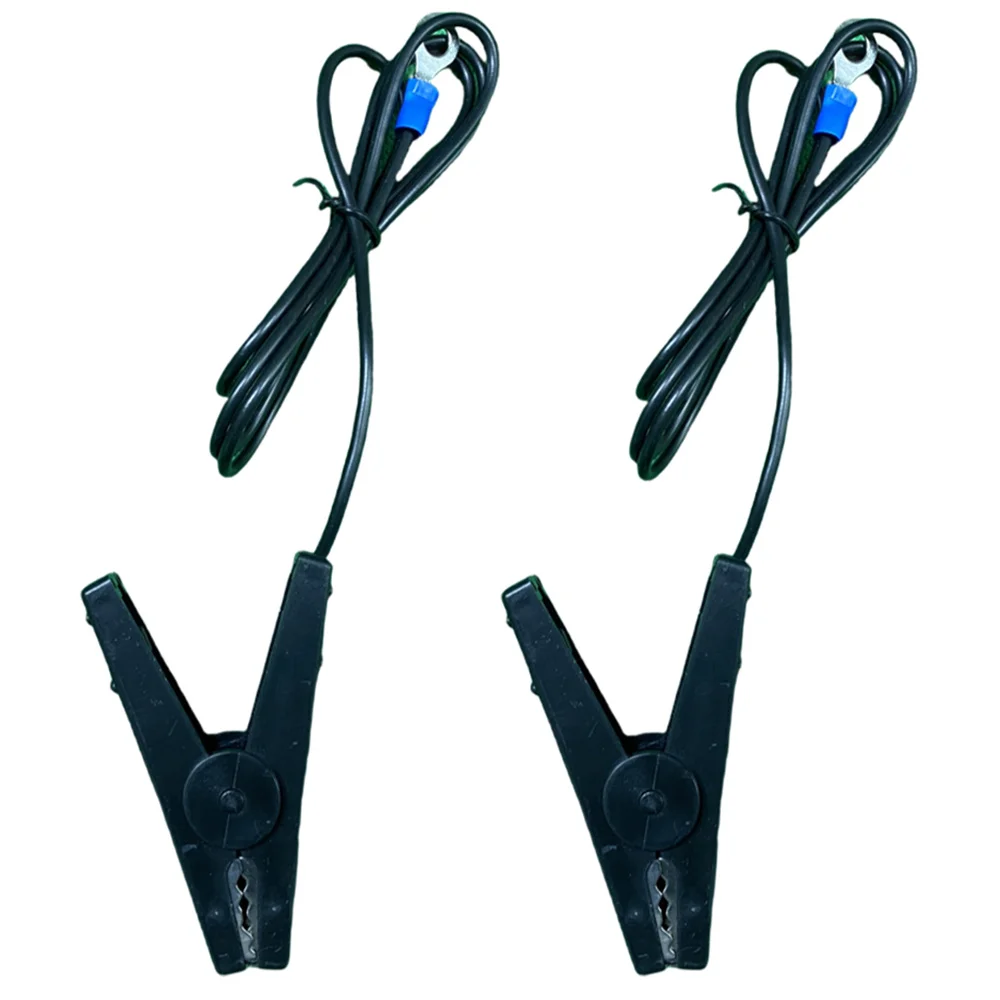 3PCS Black Electric Fence Energizer Earth Connection Leads Cables with Clip Heavy Duty w/ Crocodile Clips for Farm Animals Fence