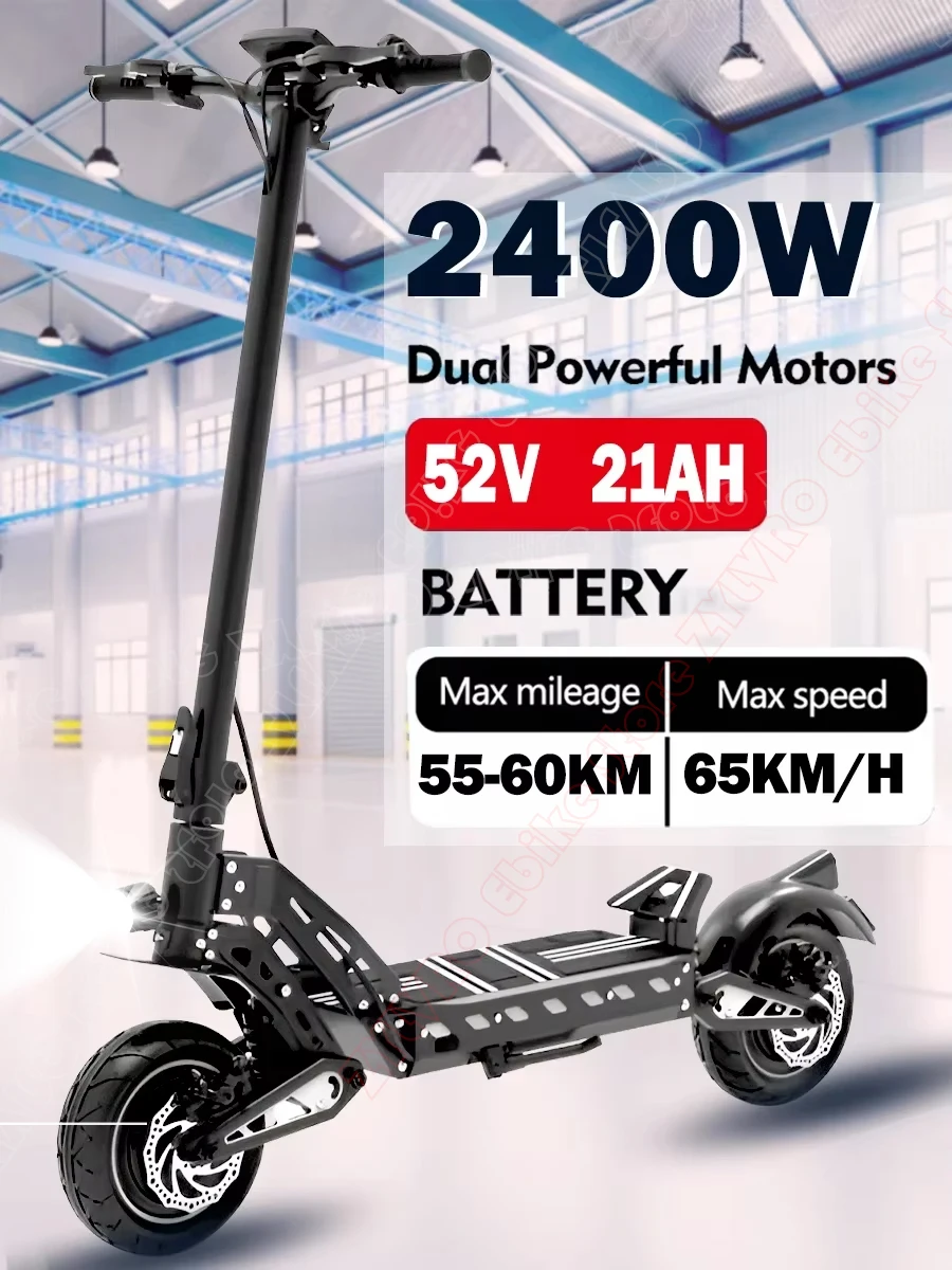

NEW DriveTron DT10 2400W Electric Scooter 52V21AH Off Road EScooter 70km/h NFC Double Suspension DoubleBrake Two-wheel Scooter