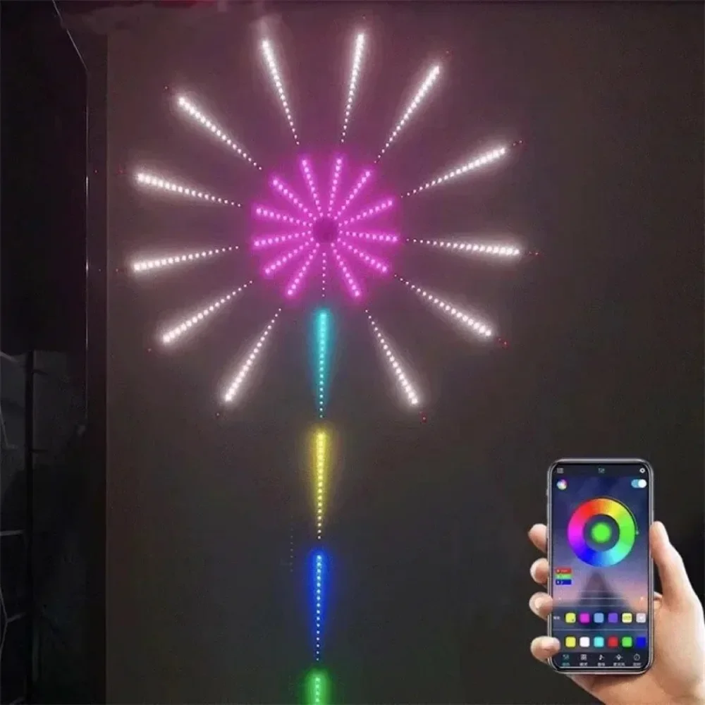 Firework LED String Lights USB 5V Music Sync RGB Led Novelty Lighting with Remote Control for Room TV Wall Christmas Party Decor