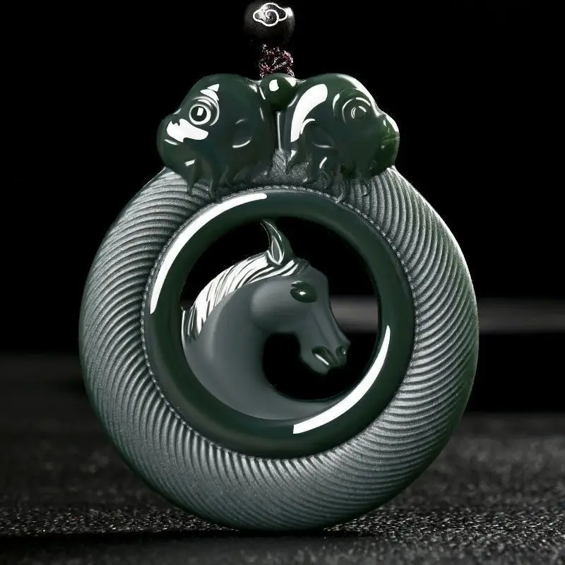 

Natural Hetian Jade Immediately Fenghou Jade Pendant Men's Genuine Jade Horse Brand High-end Jade Pendaomen's Lucky Jade Pendant