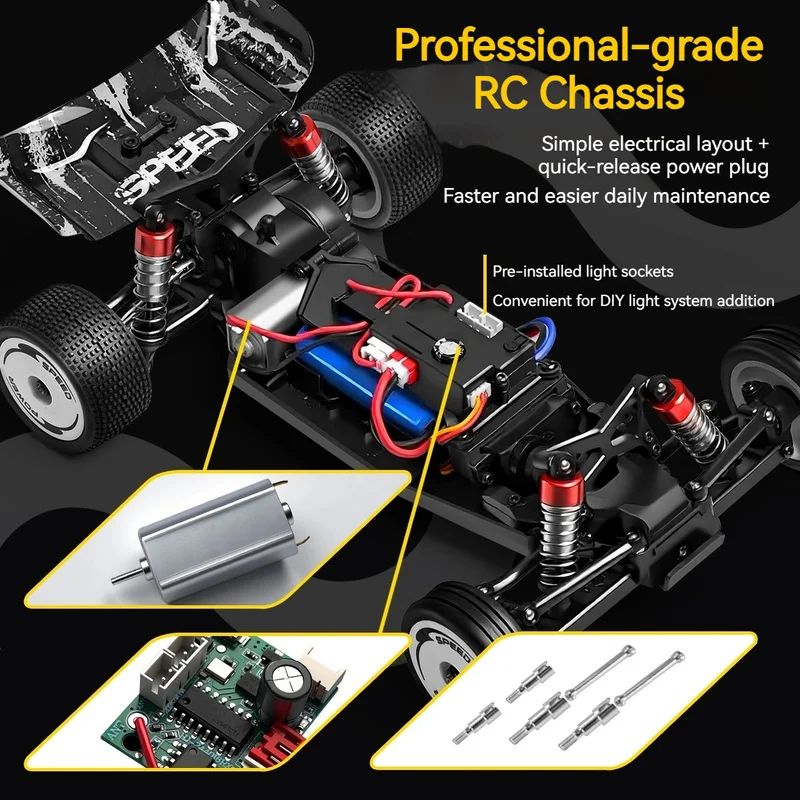 Wltoys Ferngesteuertes Hochgeschwindigkeits-RC-Auto 1:24 Scaletwo-Wheel Drive Vollproportionales Driftmücken-Spielzeug Rennfahrzeug Jungenspielzeug