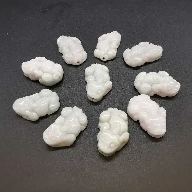 

10PCS Chinese Hard Jade Pixiu Amulet Charms for Bracelets Accessories TSB0239