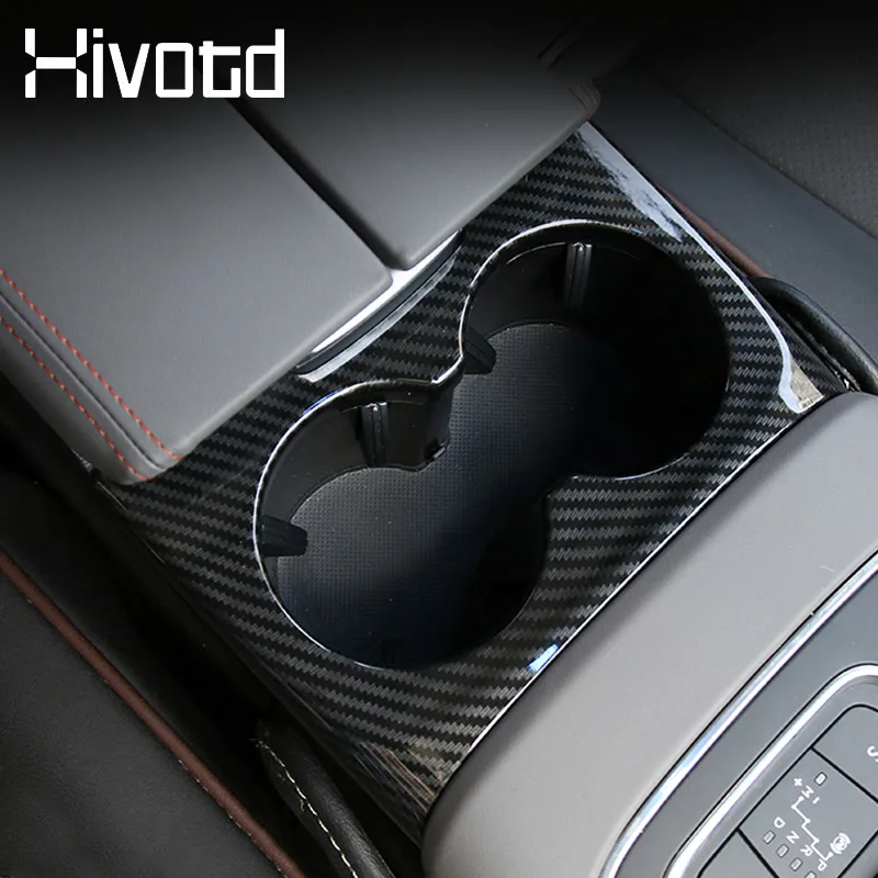 Hivotd Front Water Cup Holder Cover Garnish Trim Carbon Car Accessories Interior Products For Citroen C5 Aircross 2017 - 2021